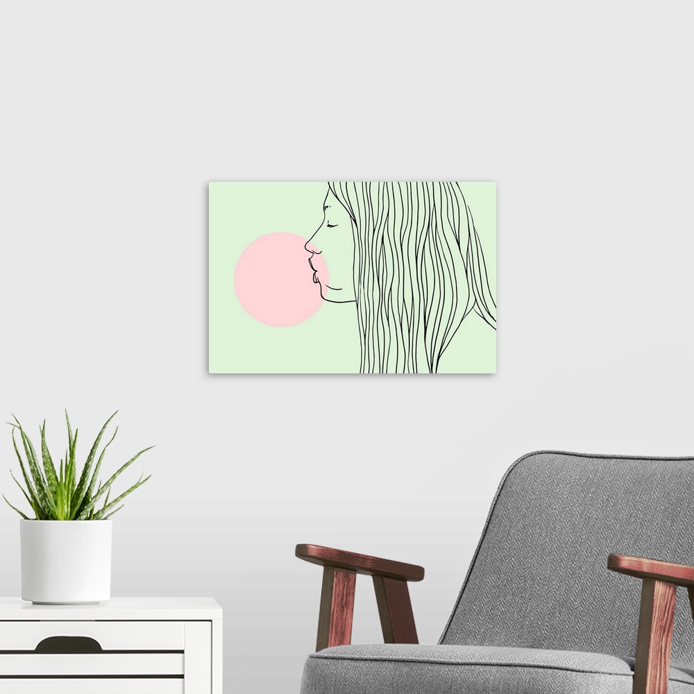 A modern room featuring Pink Bubble Gum