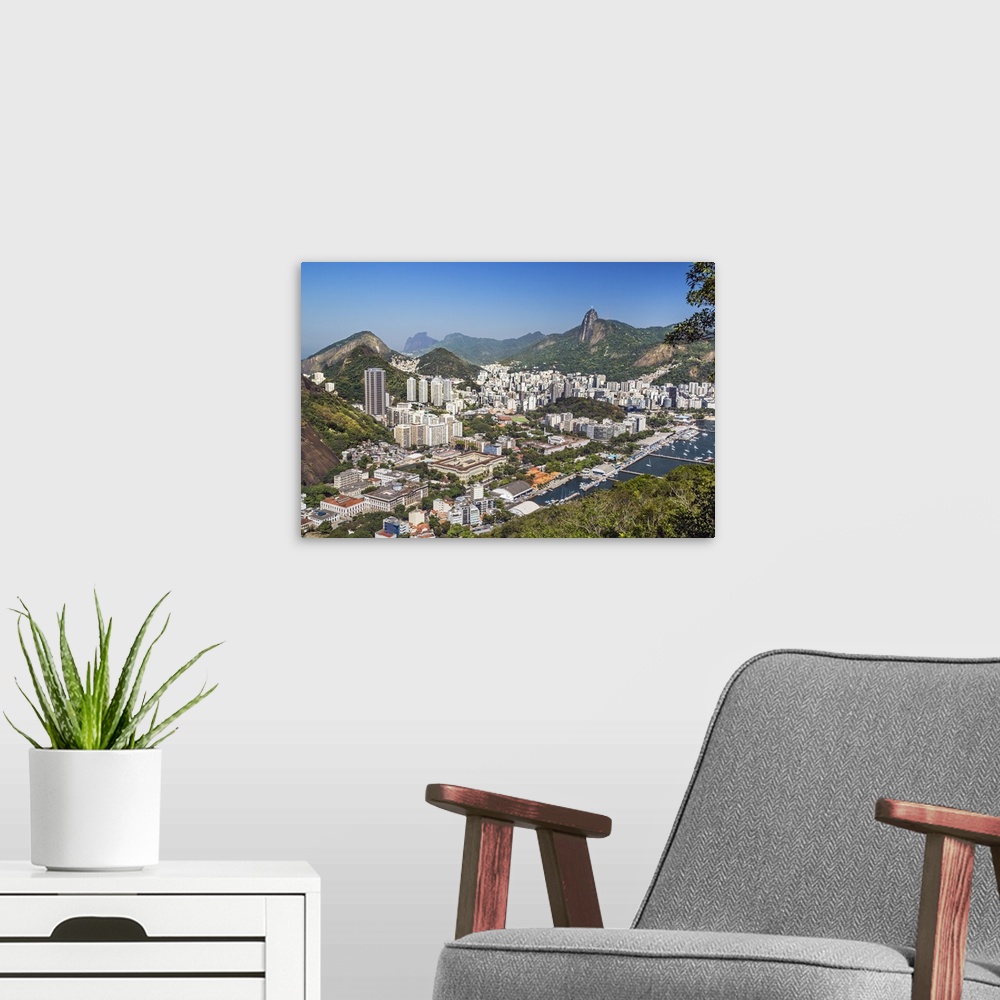 A modern room featuring Brazil, Rio de Janeiro. Rio de Janeiro city viewed from Sugar Loaf Mountain .