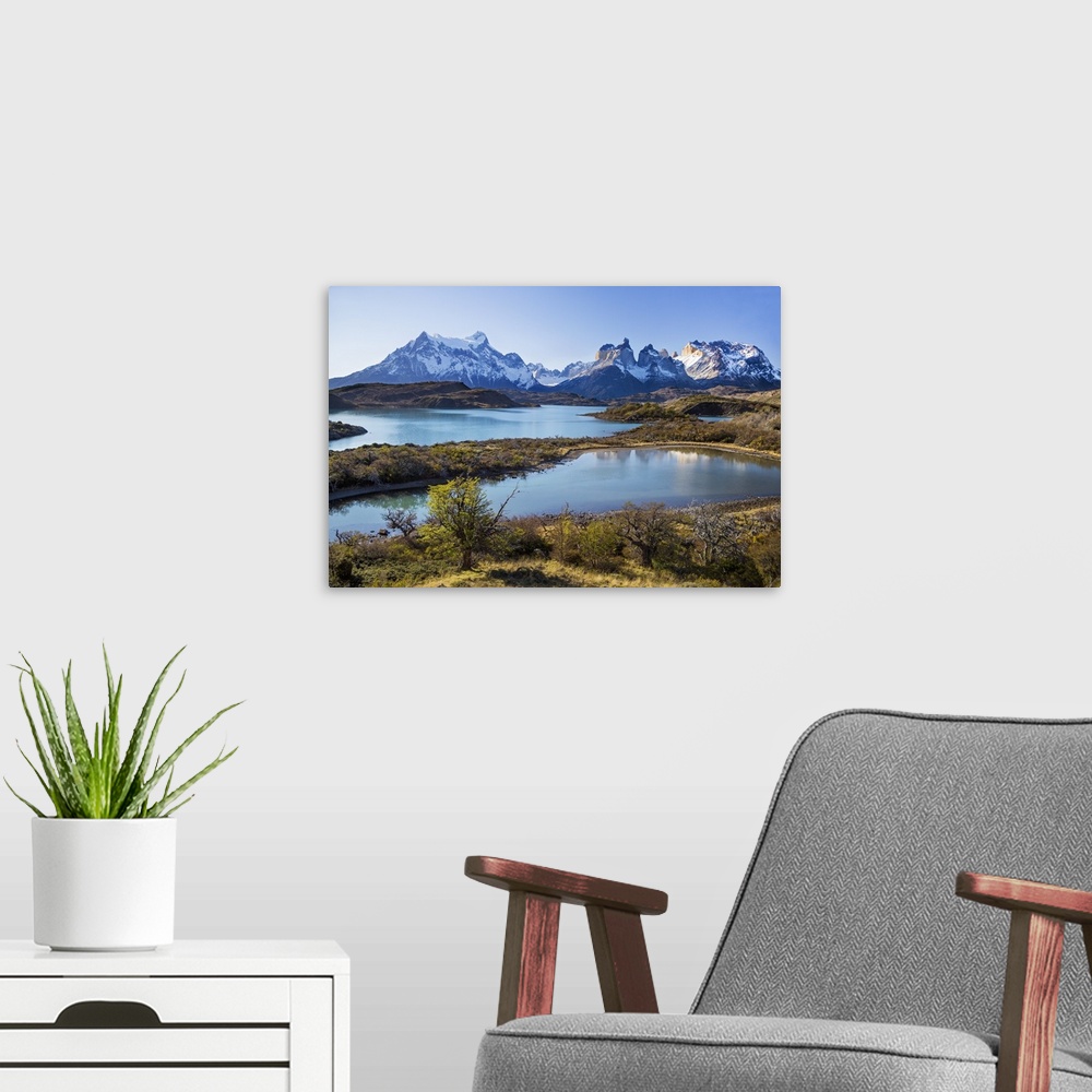 A modern room featuring Chile, Torres del Paine, Magallanes Province, Torres del Paine National Park and Paine massif.