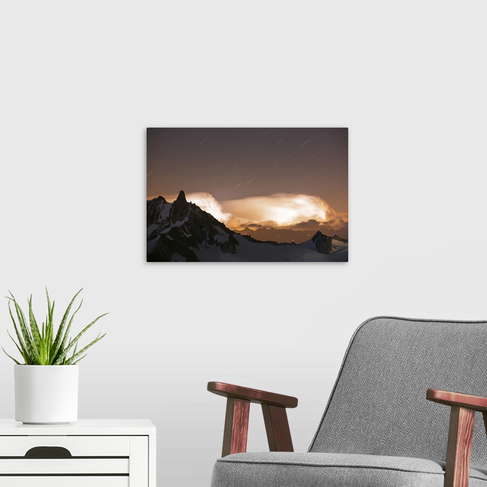A modern room featuring Europe, France, Haute Savoie, Rhone Alps, Chamonix Valley, electrical storm.