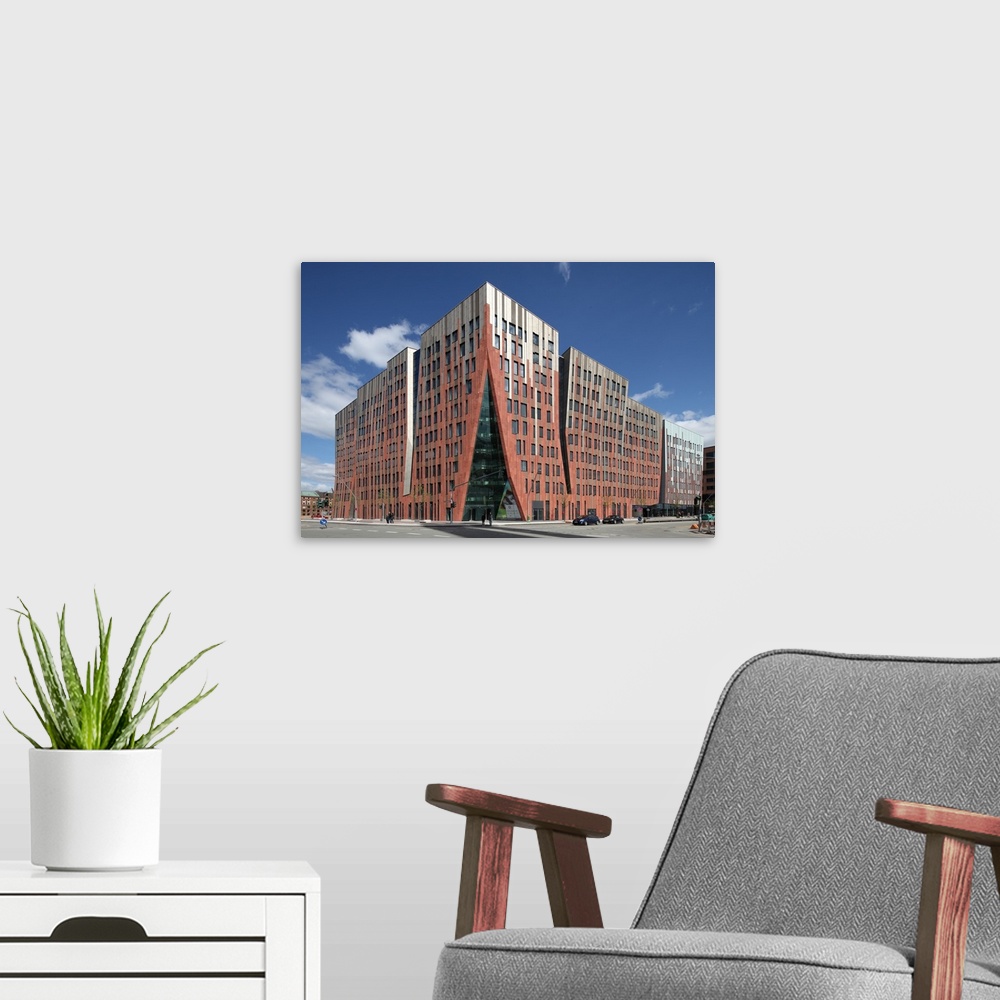 A modern room featuring HafenCity Hamburg is a project of city-planning where the old port warehouses of Hamburg are bein...