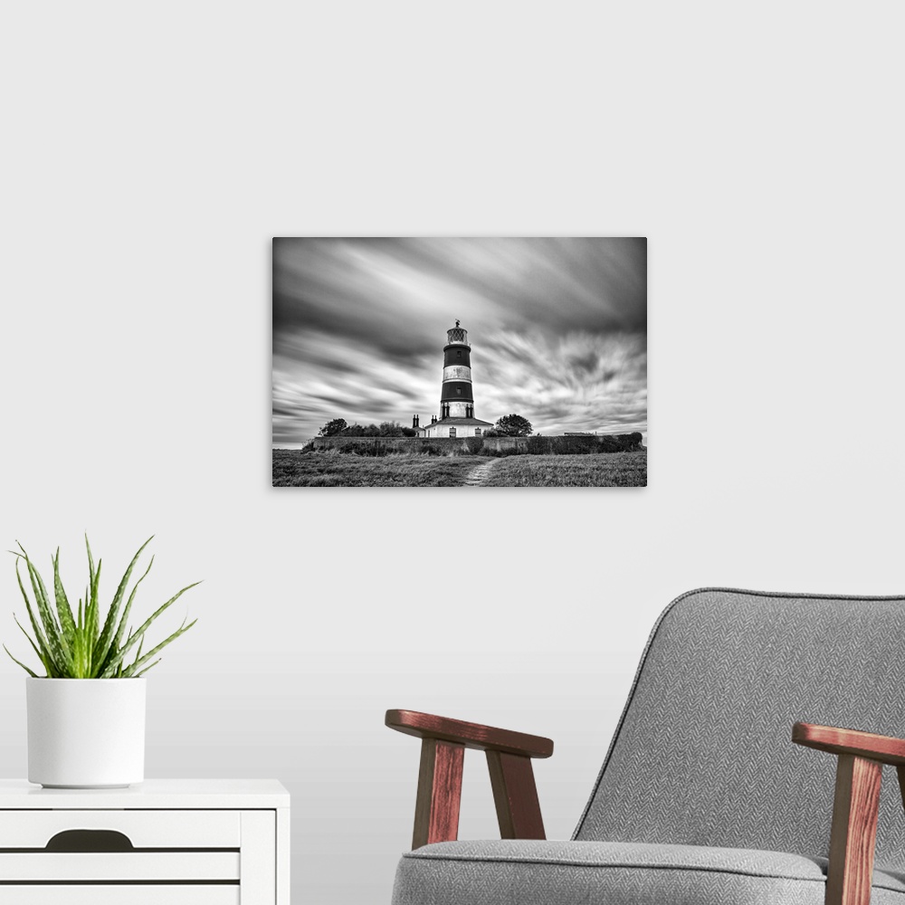A modern room featuring Happisburgh Lighthouse, the oldest working light in East Anglia, Happisburgh, Norfolk, UK.