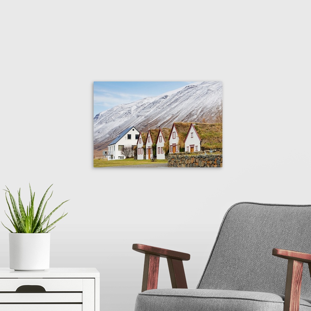 A modern room featuring Europe, Iceland, church at Laufas.