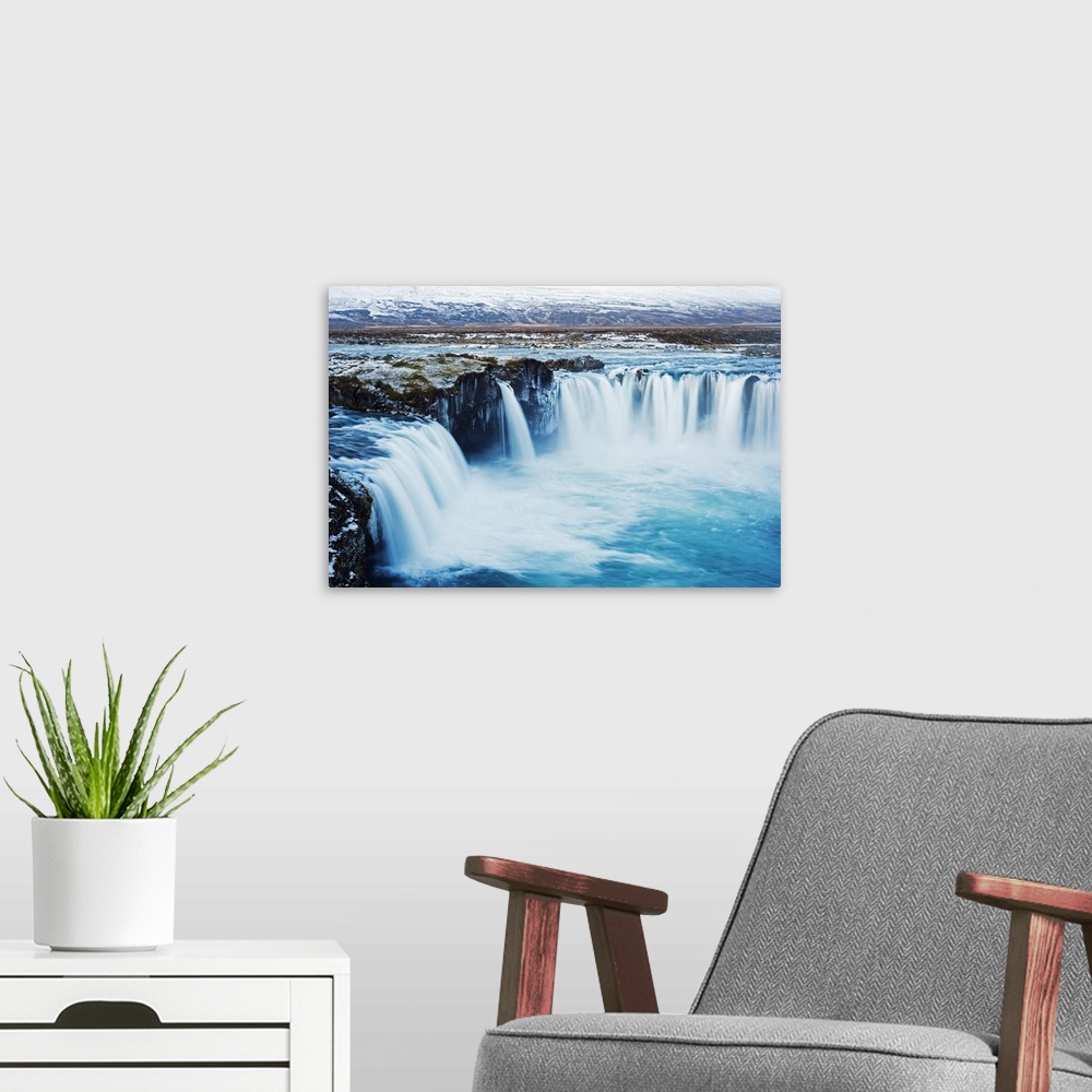 A modern room featuring Europe, Iceland, Godafoss waterfall.