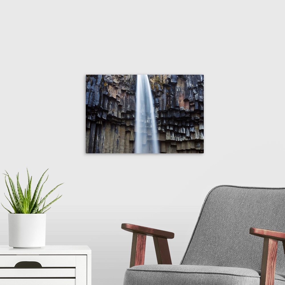 A modern room featuring Europe, Iceland, Skaftafell National Park, Svartifoss waterfall.