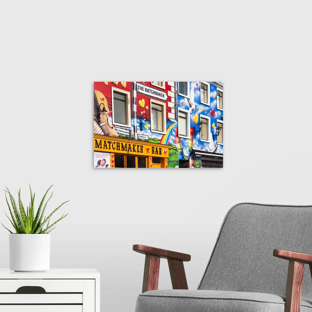 A modern room featuring Ireland, County Clare, Lisdonvarna, colorful buildings.