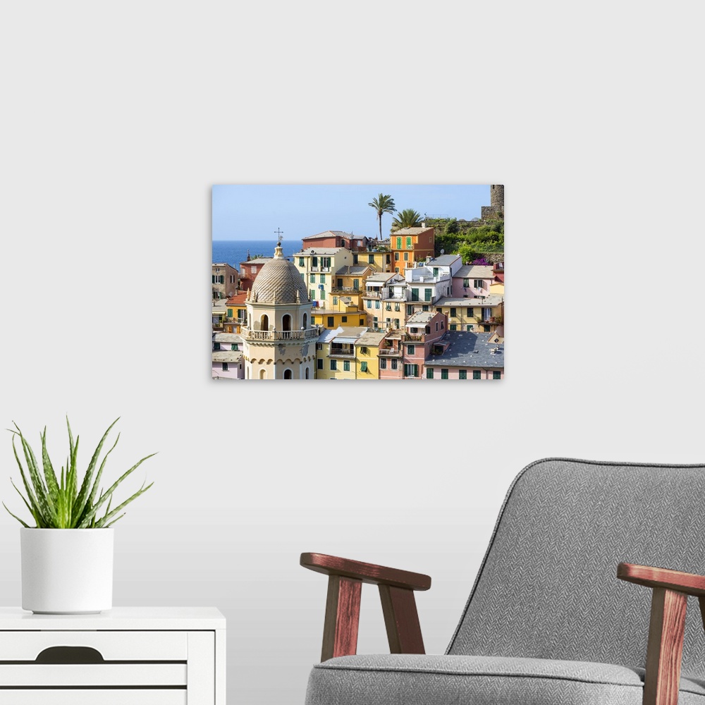 A modern room featuring Manarola, Cinque Terre, Liguria, Italy.