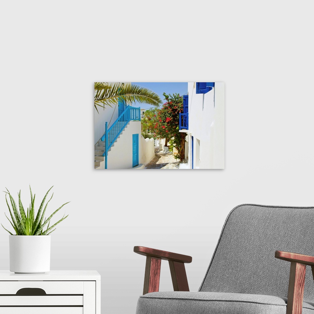 A modern room featuring Mykonos (Hora), Cyclades Islands, Greece, Europe