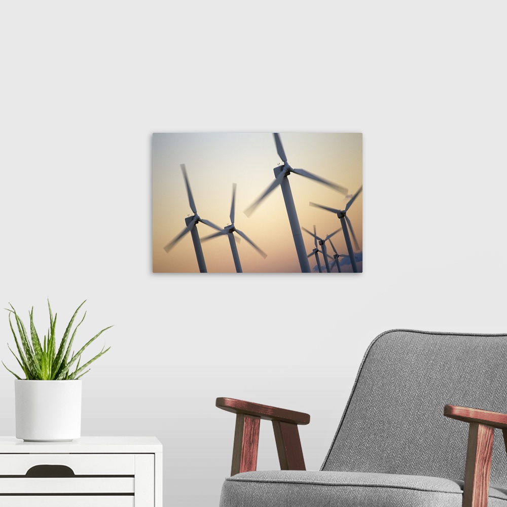 A modern room featuring Ovenden Moor Wind Farm, Denholme, near Bradford, West Yorkshire.