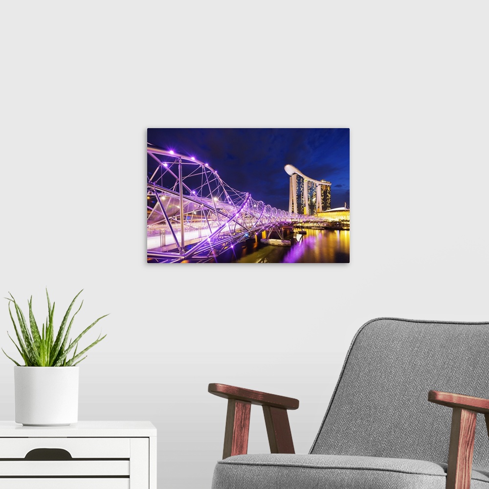 A modern room featuring South East Asia, Singapore, Marina Bay Sands and Helix bridge.