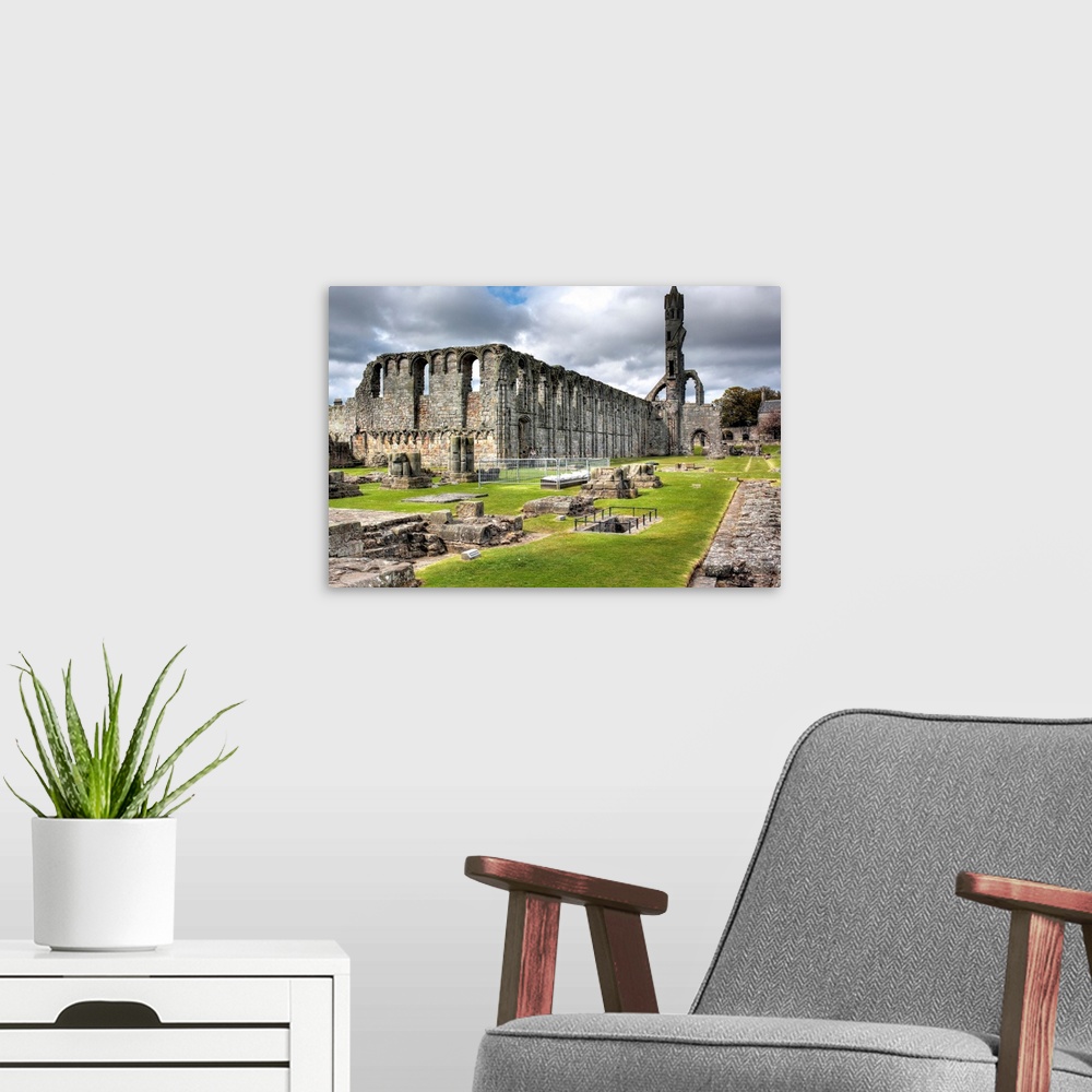 A modern room featuring St Andrews Cathedral, St Andrews, Fife, Scotland, UK