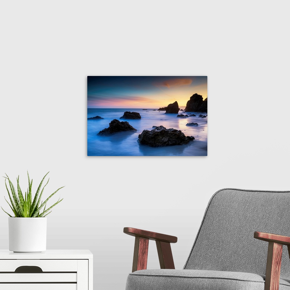 A modern room featuring Sunset At El Matador Beach, California, USA