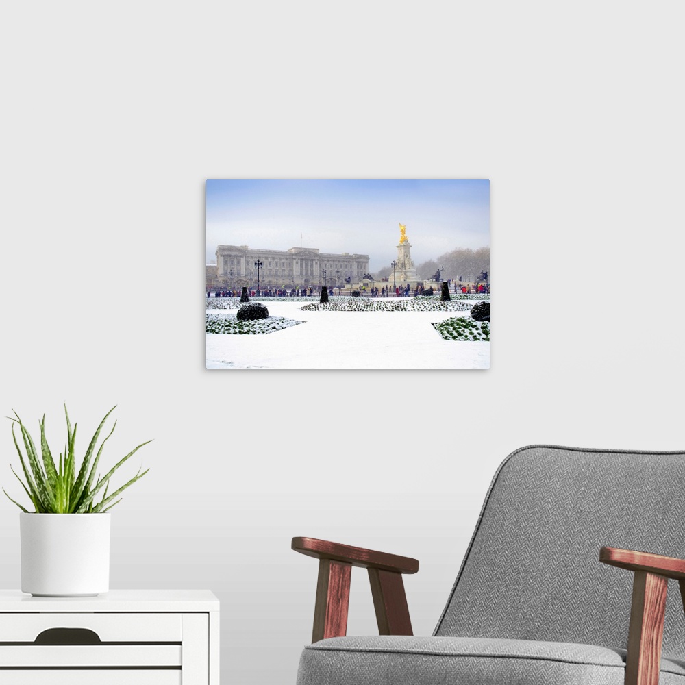 A modern room featuring United Kingdom, England, London, Westminster, Buckingham Palace In The Snow