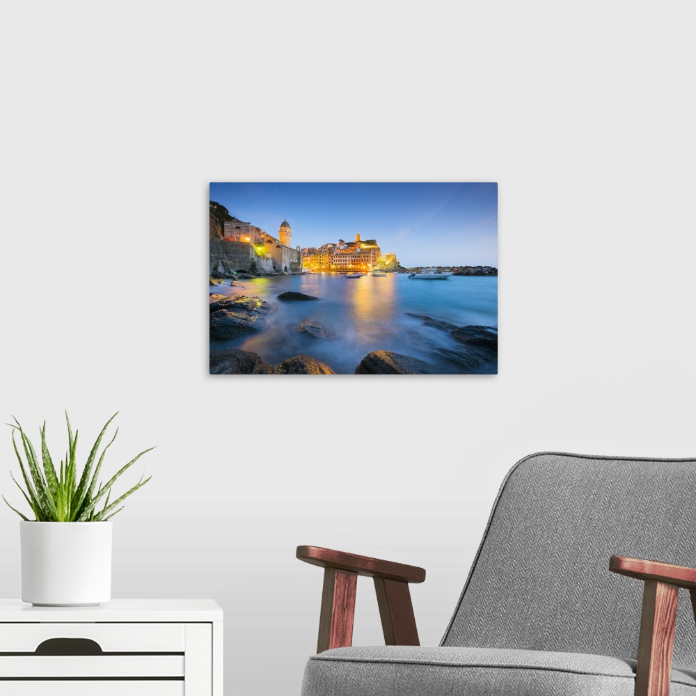 A modern room featuring Vernazza, Cinque Terre, Liguria, Italy.