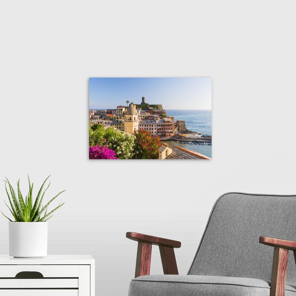 A modern room featuring Vernazza, Cinque Terre, Liguria, Italy.