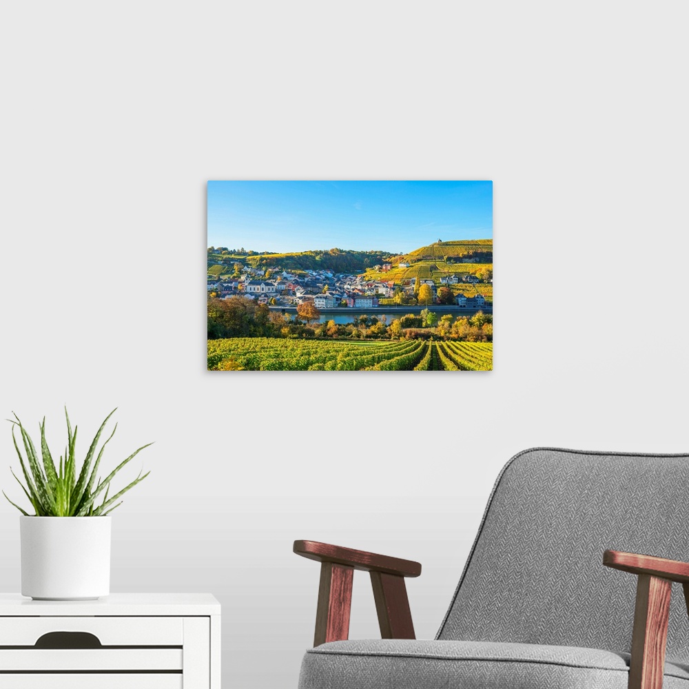 A modern room featuring View From Wincheringen At Wormeldingen With River Mosel, Grevenmacher, Luxembourg