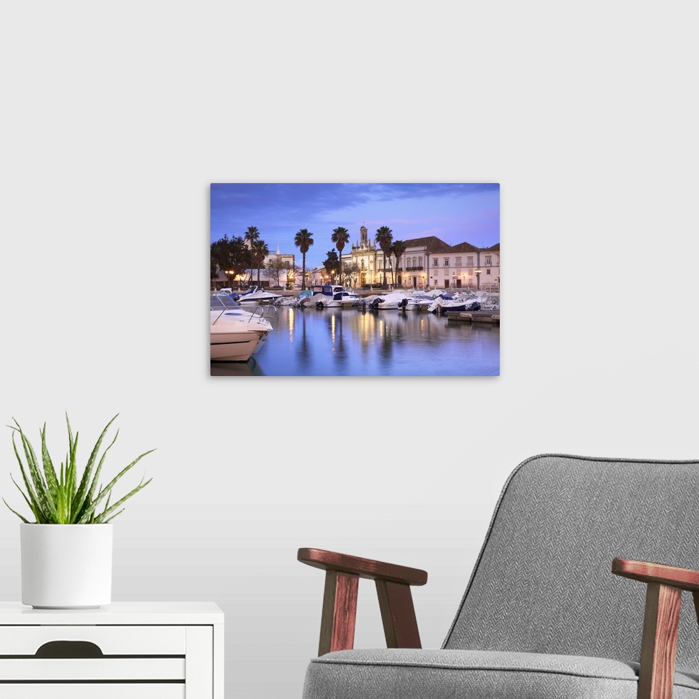 A modern room featuring View of Arco da Vila Across The Harbour, Faro, Eastern Algarve, Algarve, Portugal, Europe.