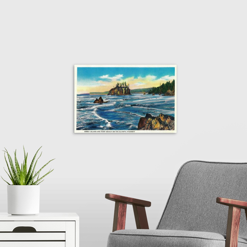 A modern room featuring Abbey Island and Ruby Beach on the Olympic Highway, Olympic National Park