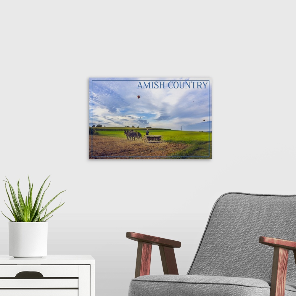 A modern room featuring Amish Country, Farmer and Hot Air Balloons