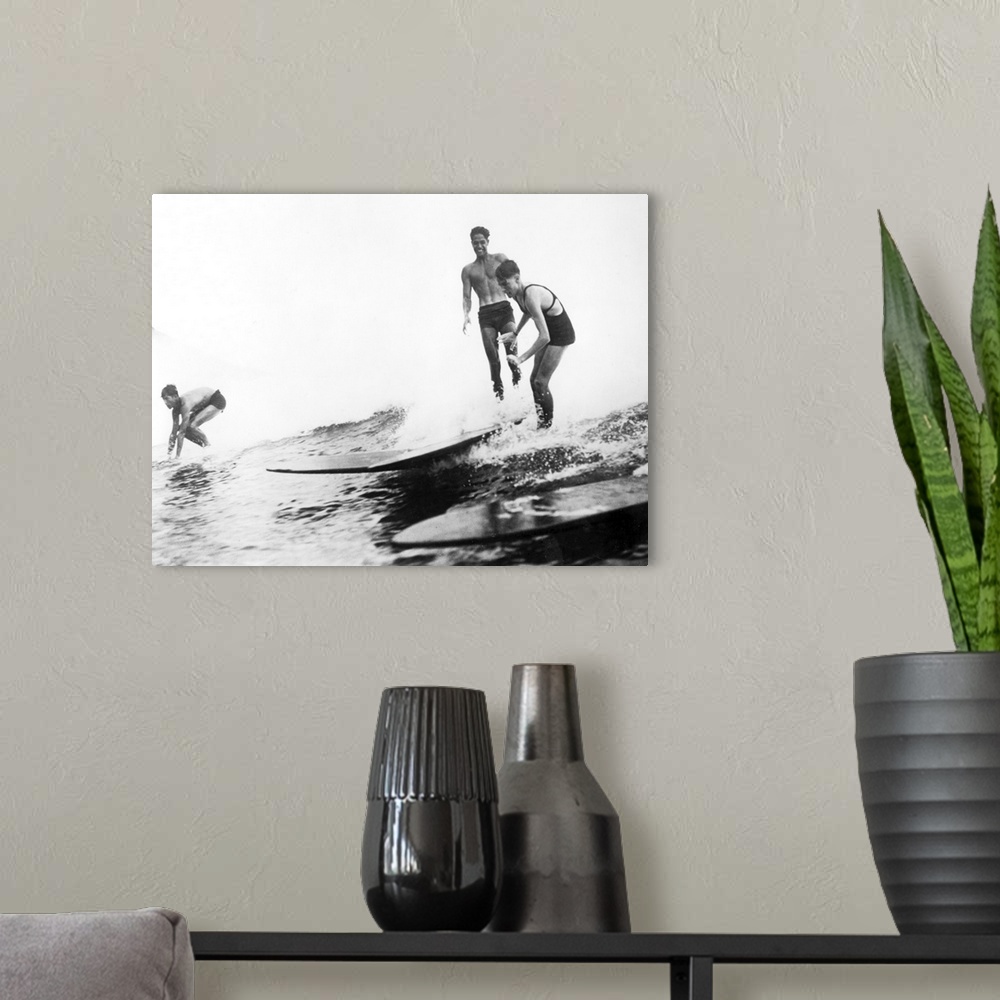 A modern room featuring Group of Surfers in Honolulu, Hawaii