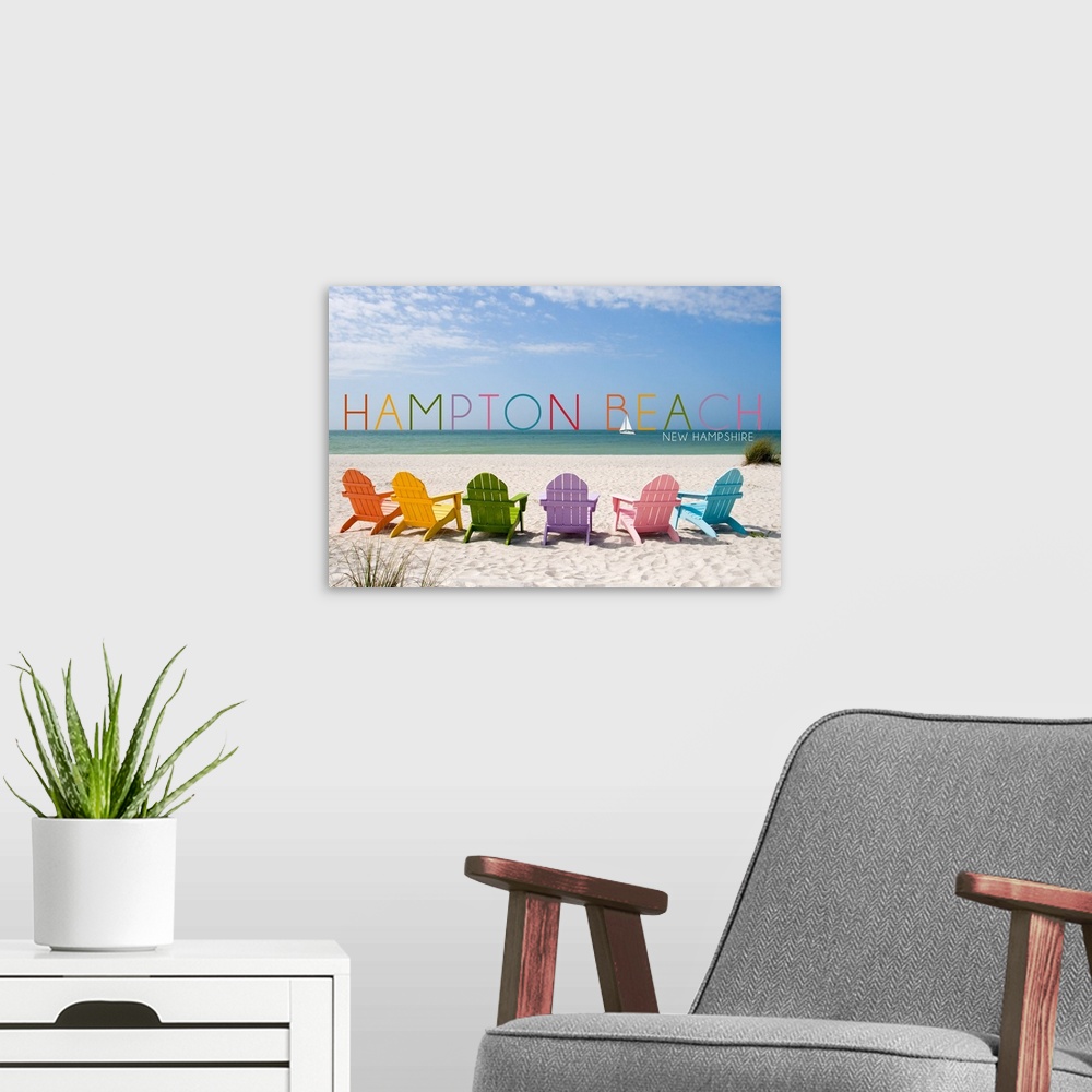 A modern room featuring Hampton Beach, New Hampshire, Colorful Beach Chairs