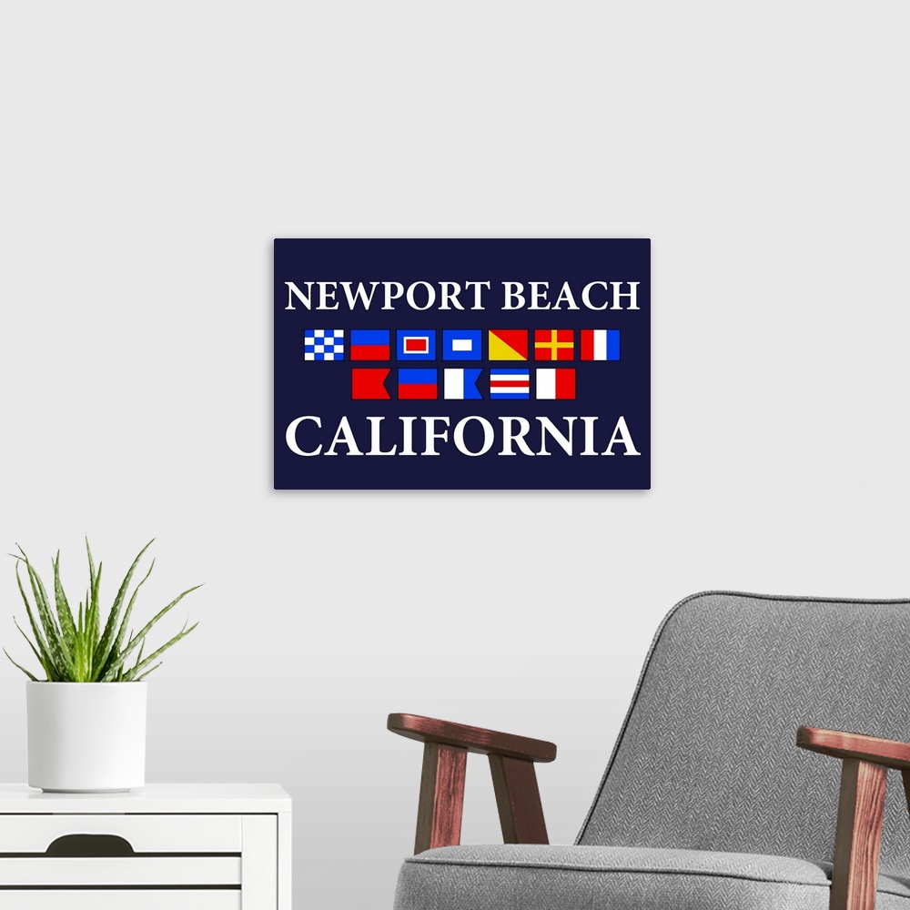 A modern room featuring Newport Beach, California, Nautical Flags