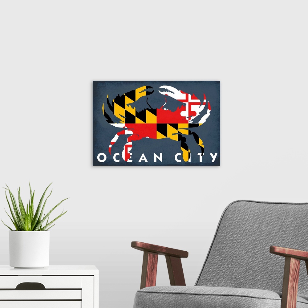 A modern room featuring Ocean City, Maryland, Maryland Flag Crab