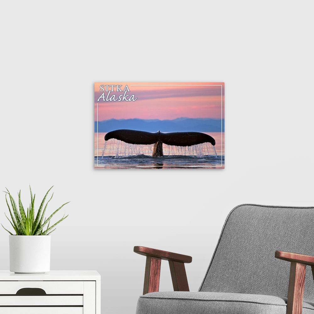 A modern room featuring Sitka, Alaska, Humpback Fluke and Sunset