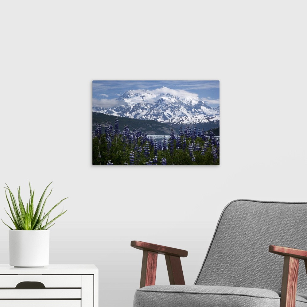 A modern room featuring MT. St. Elias (18,008 ft (5,489 m)), the third highest peak in north America on the US-Canada bor...