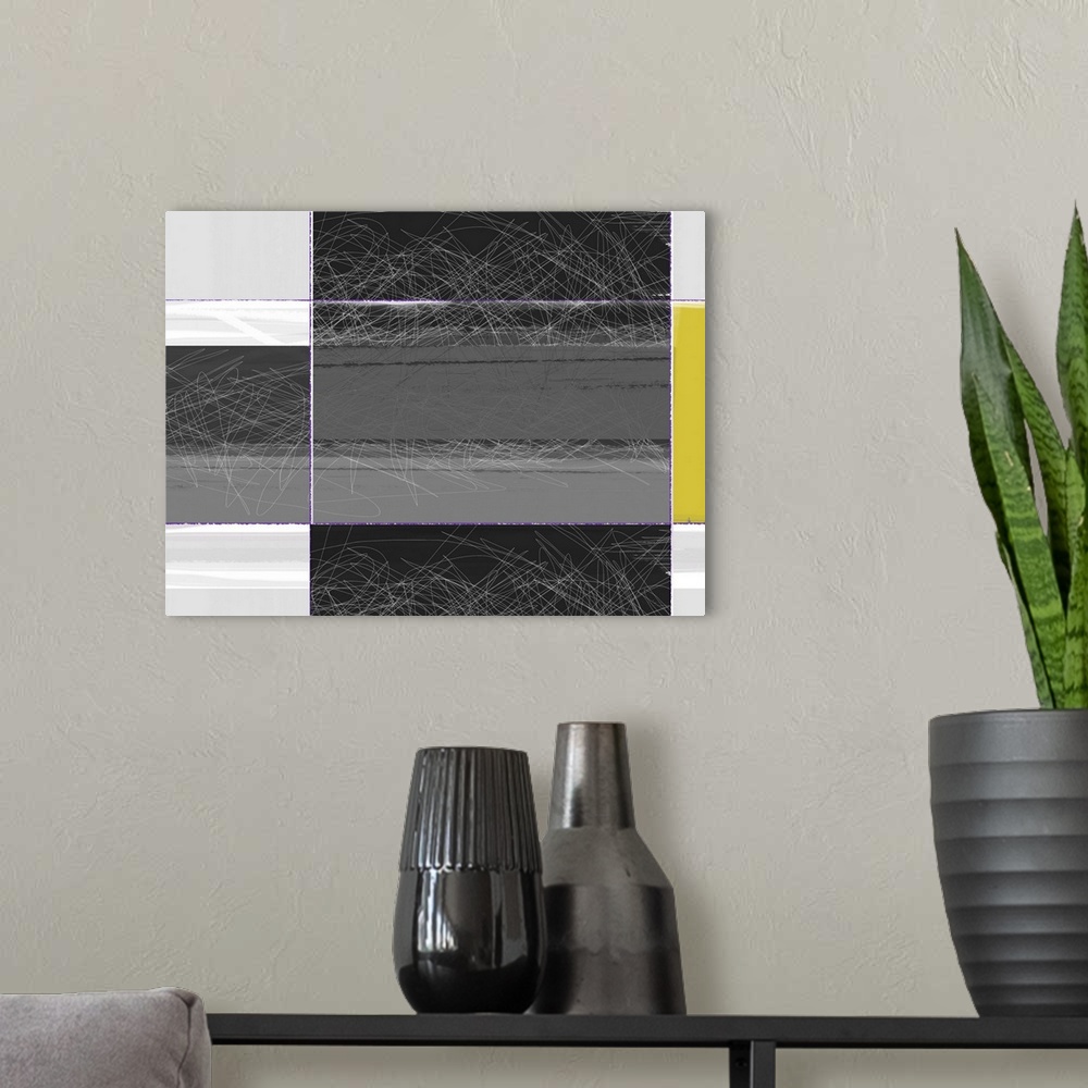 A modern room featuring Abstract Grey And Yellow