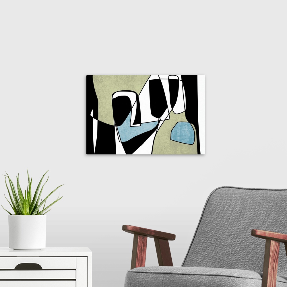 A modern room featuring Abstract Line Art 24