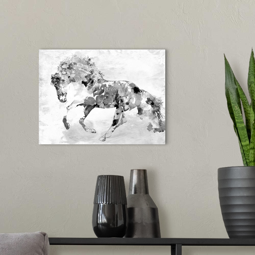A modern room featuring Beautiful Floral Horse 1-4
