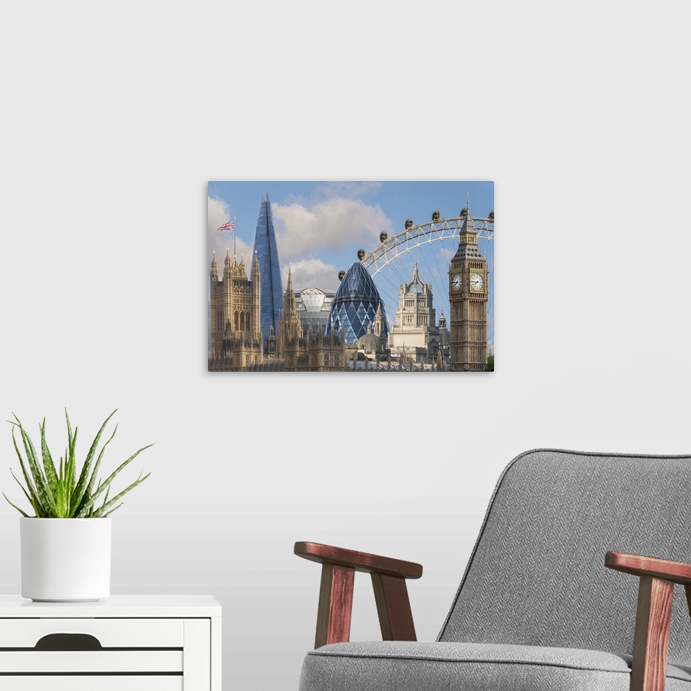 London Collage III Wall Art, | Wall Canvas Framed Prints, Big Canvas Prints, Peels Great