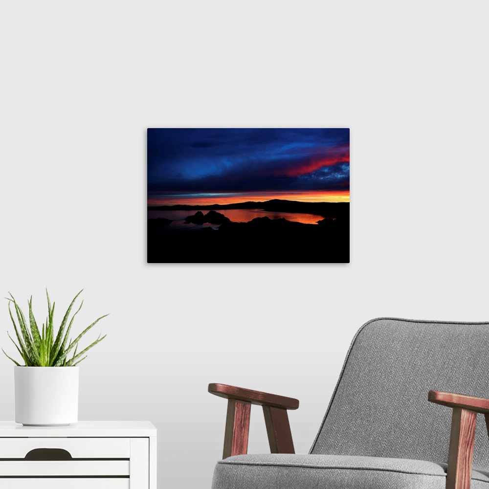 A modern room featuring Sunset over the sea in Ireland