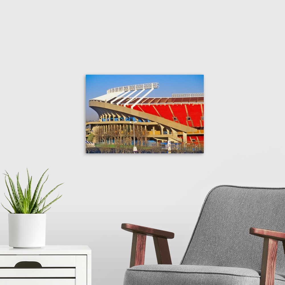 A modern room featuring Arrowhead Stadium, home of the Kansas City Chiefs , Kansas City, MO