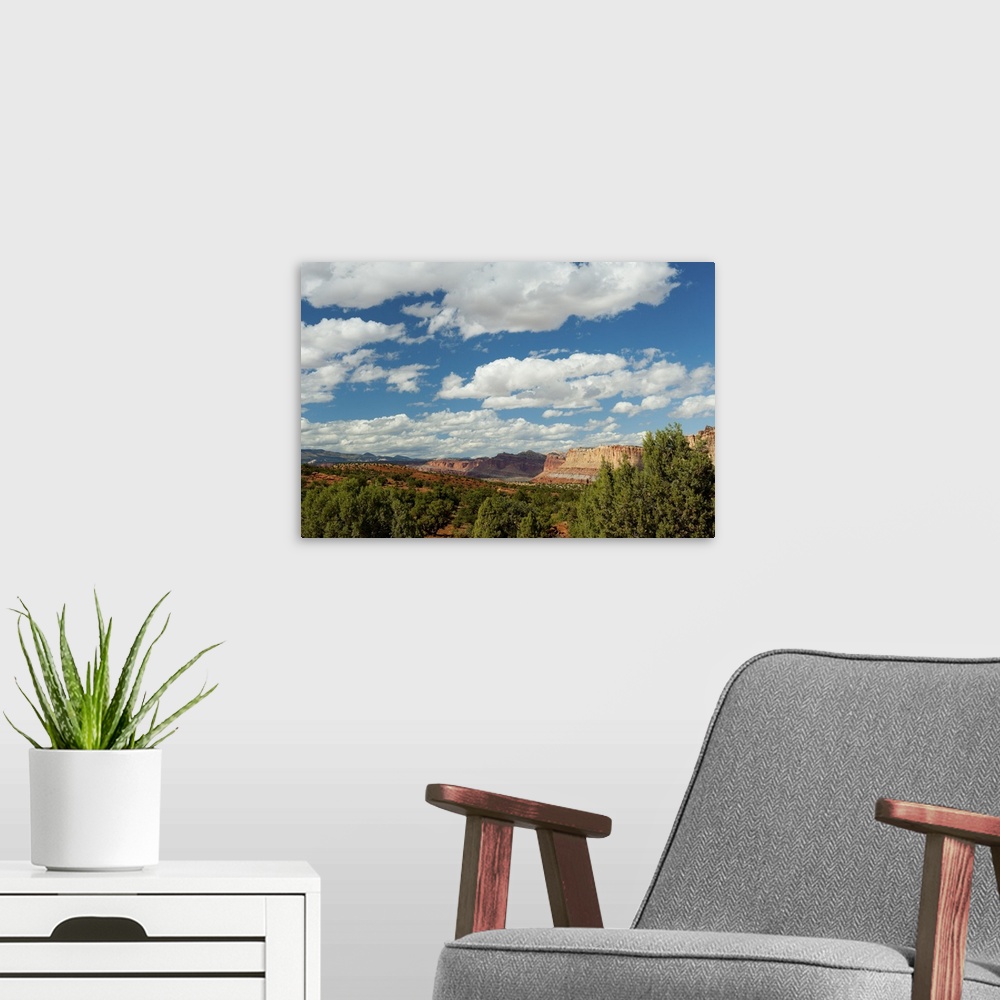 A modern room featuring Clouds over Capitol Reef National Park, Utah