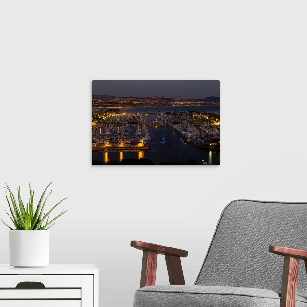 A modern room featuring Elevated view of a harbor, Dana Point Harbor, Dana Point, Orange County, California, USA