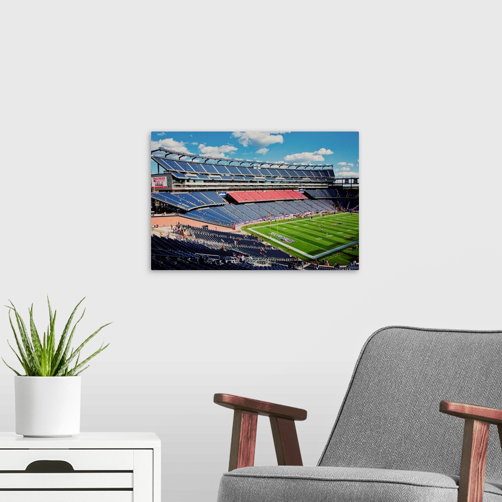 A modern room featuring Elevated view of Gillette Stadium, home of Super Bowl champs, New England Patriots, NFL Team, Bos...