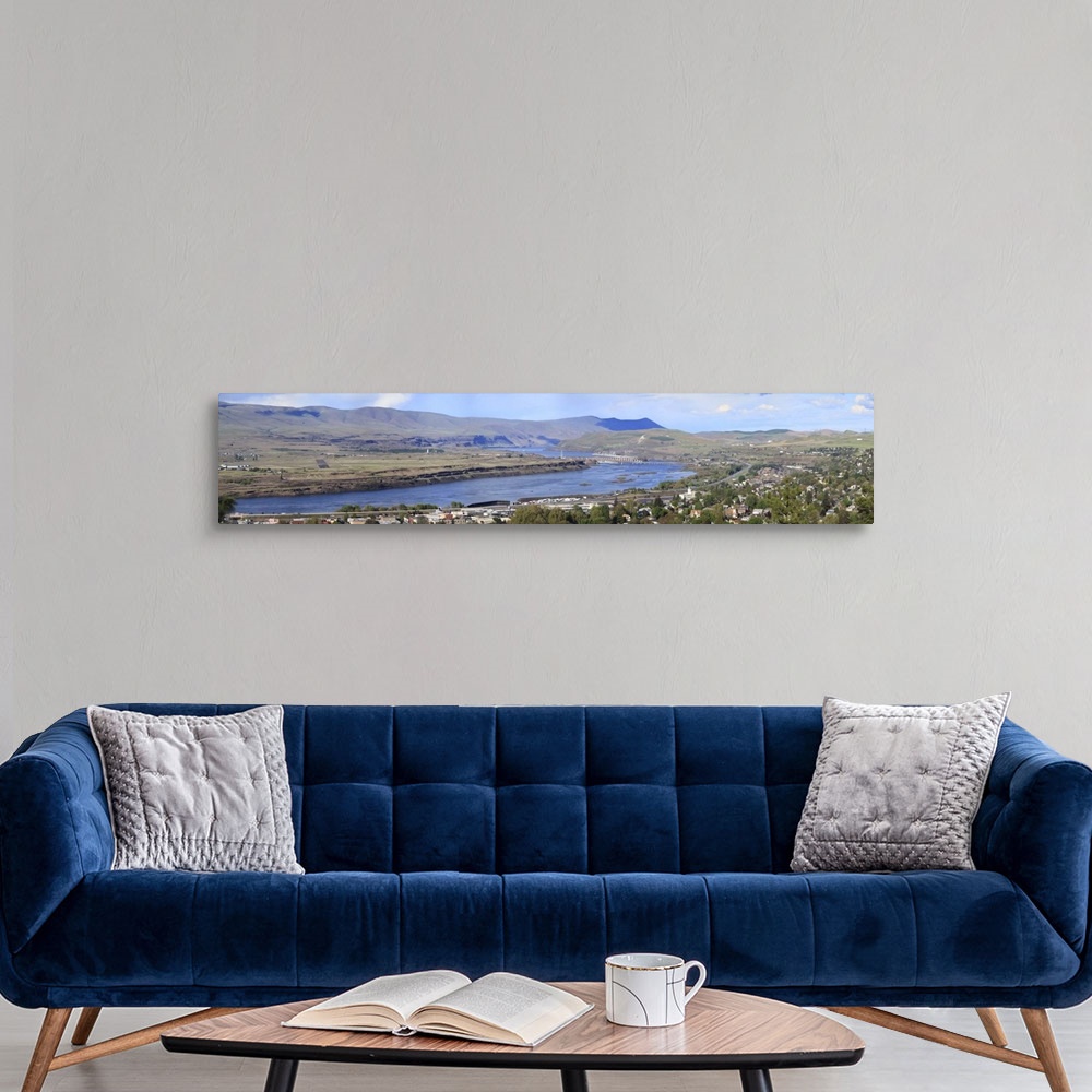 A modern room featuring High Angle View Of A City Columbia River Dalles Wasco County Oregon