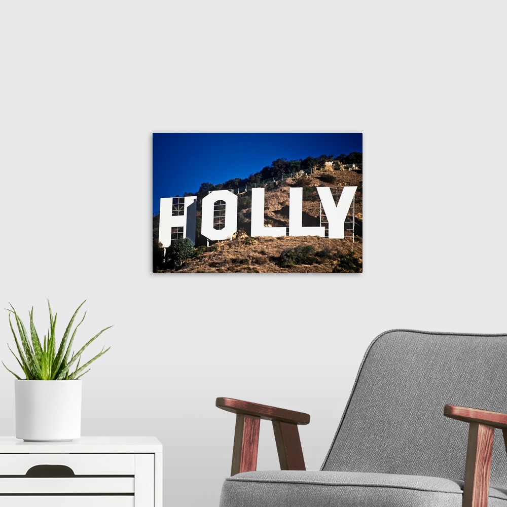 A modern room featuring Hollywood sign on the hillsides of Hollywood, Los Angeles, California