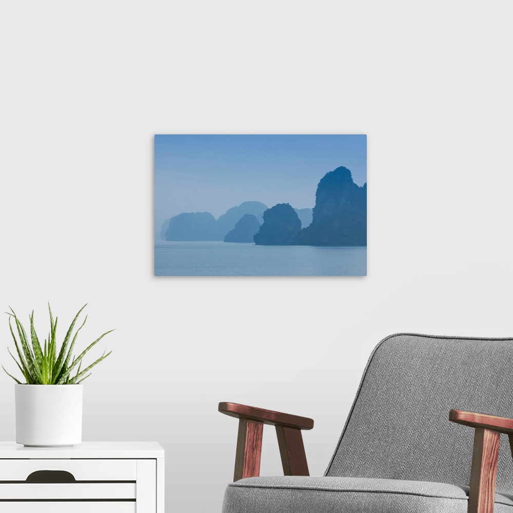 A modern room featuring Islands in the pacific ocean, ha long bay, quang ninh province, vietnam.