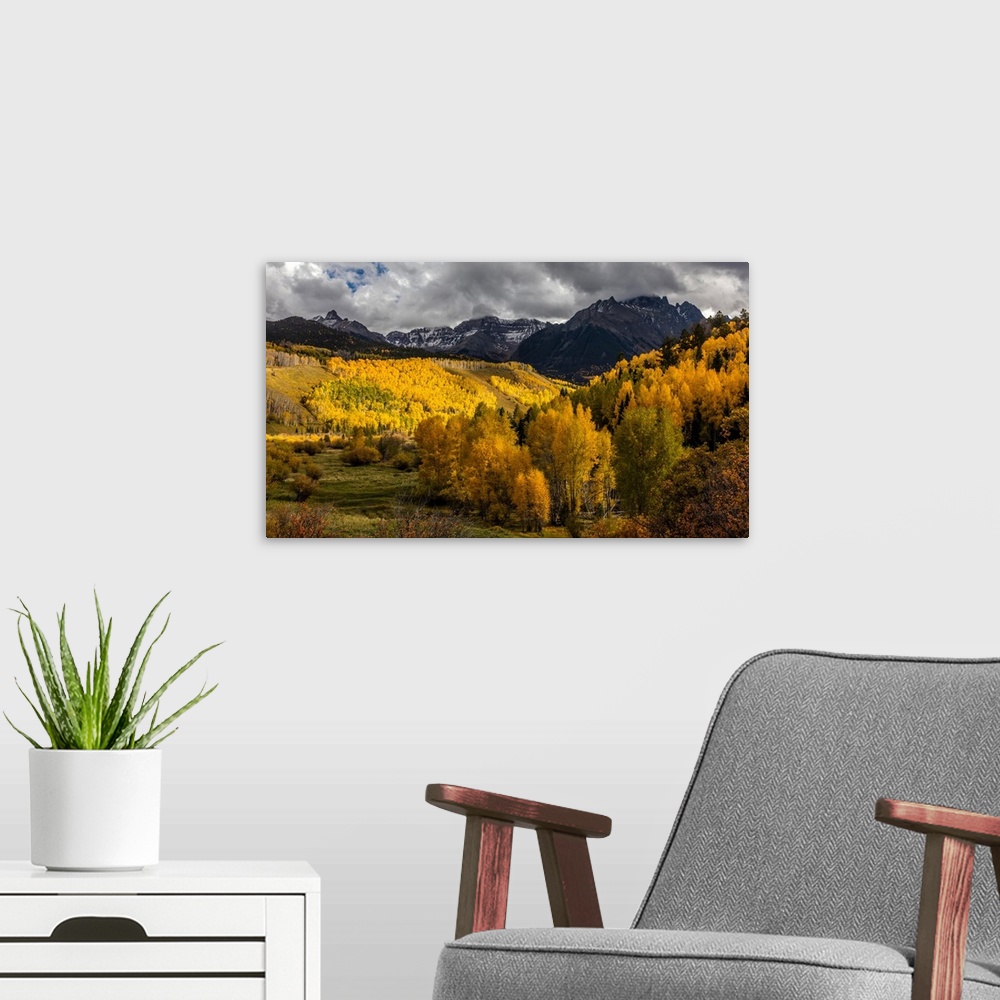 A modern room featuring San Juan Mountains In Autumn, Colorado