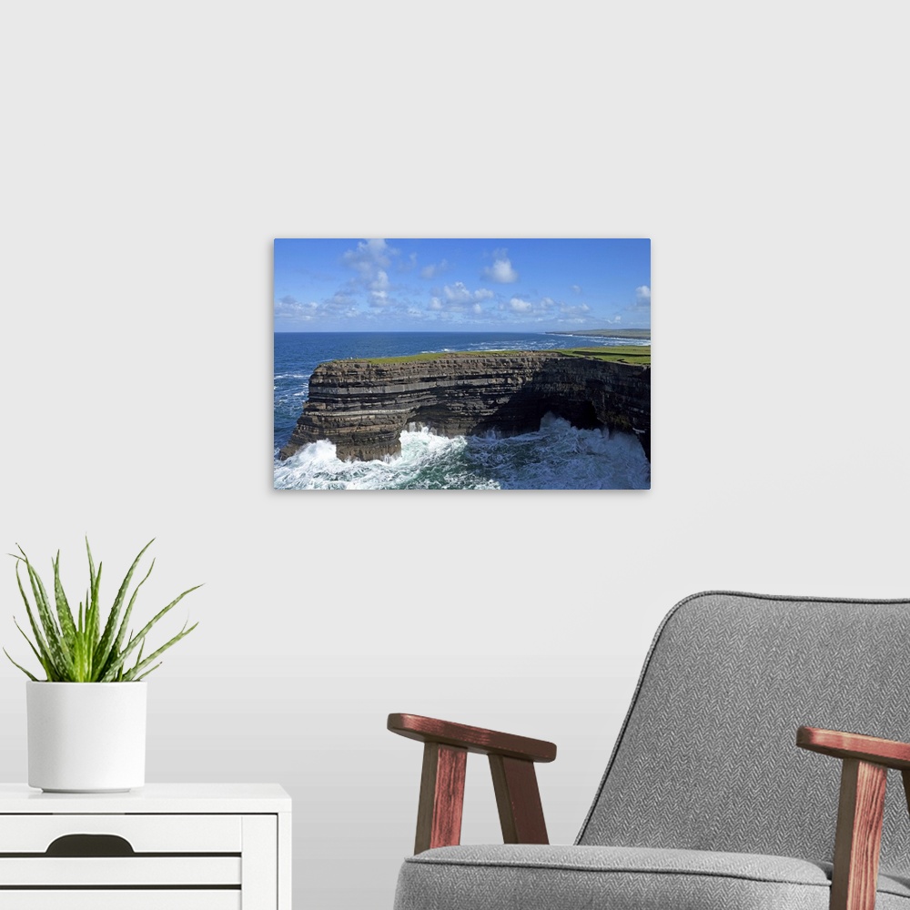 A modern room featuring Sea Anglers fishing off the Cliffs of Downpatrick Head, County Mayo, Ireland