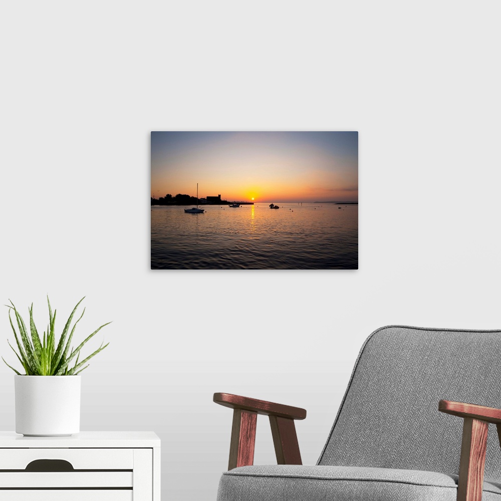 A modern room featuring Sunrise over Abbeyside, Across Dungarvan Harbour, County Waterford, Ireland