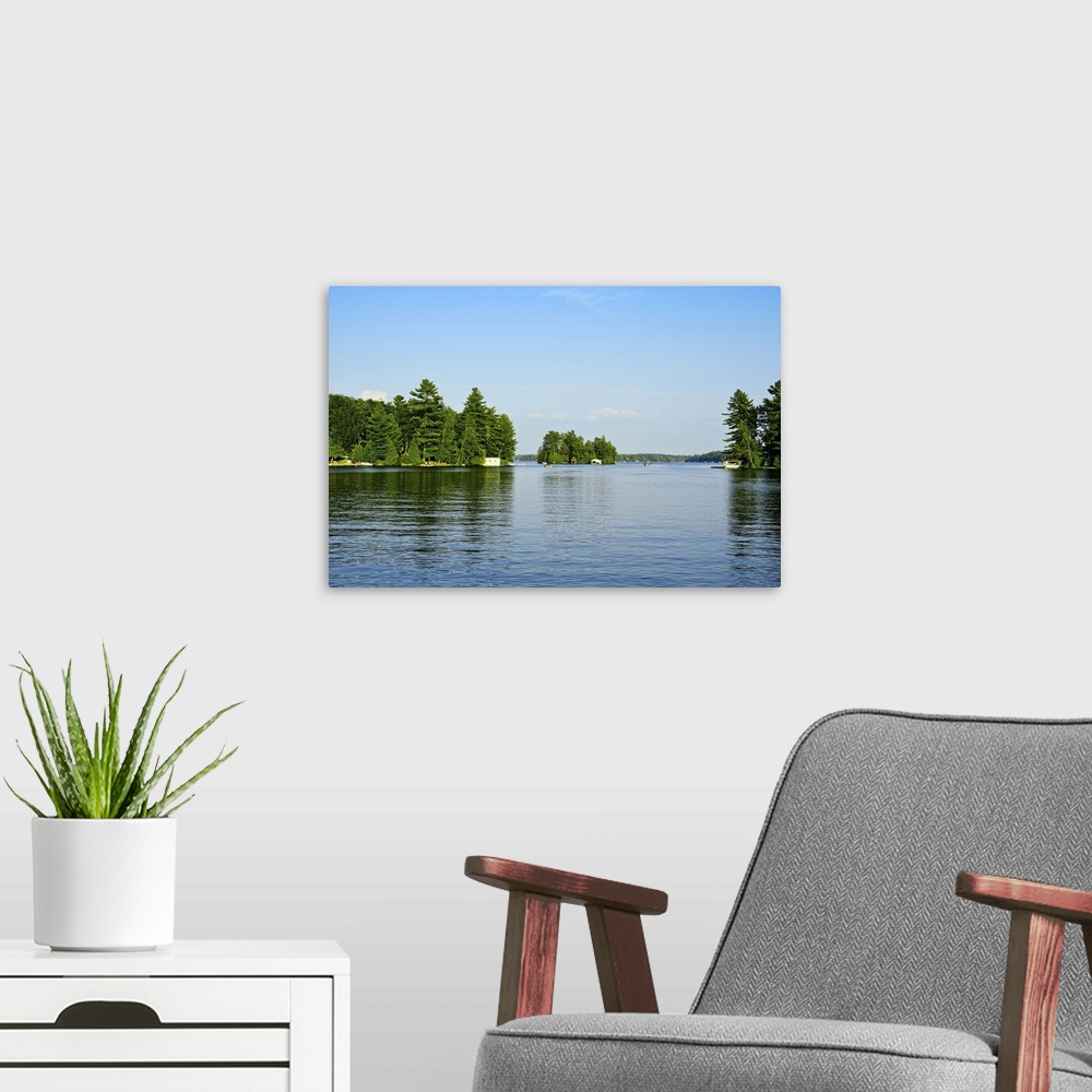 A modern room featuring Trees at the Lakeside, Lake Muskoka, Ontario, Canada