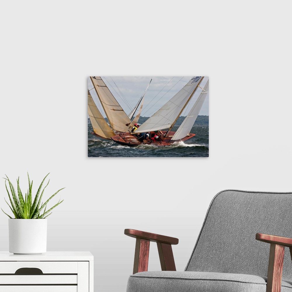 A modern room featuring Yachts sailing in 6 Metre World Championships, Newport, Rhode Island, USA
