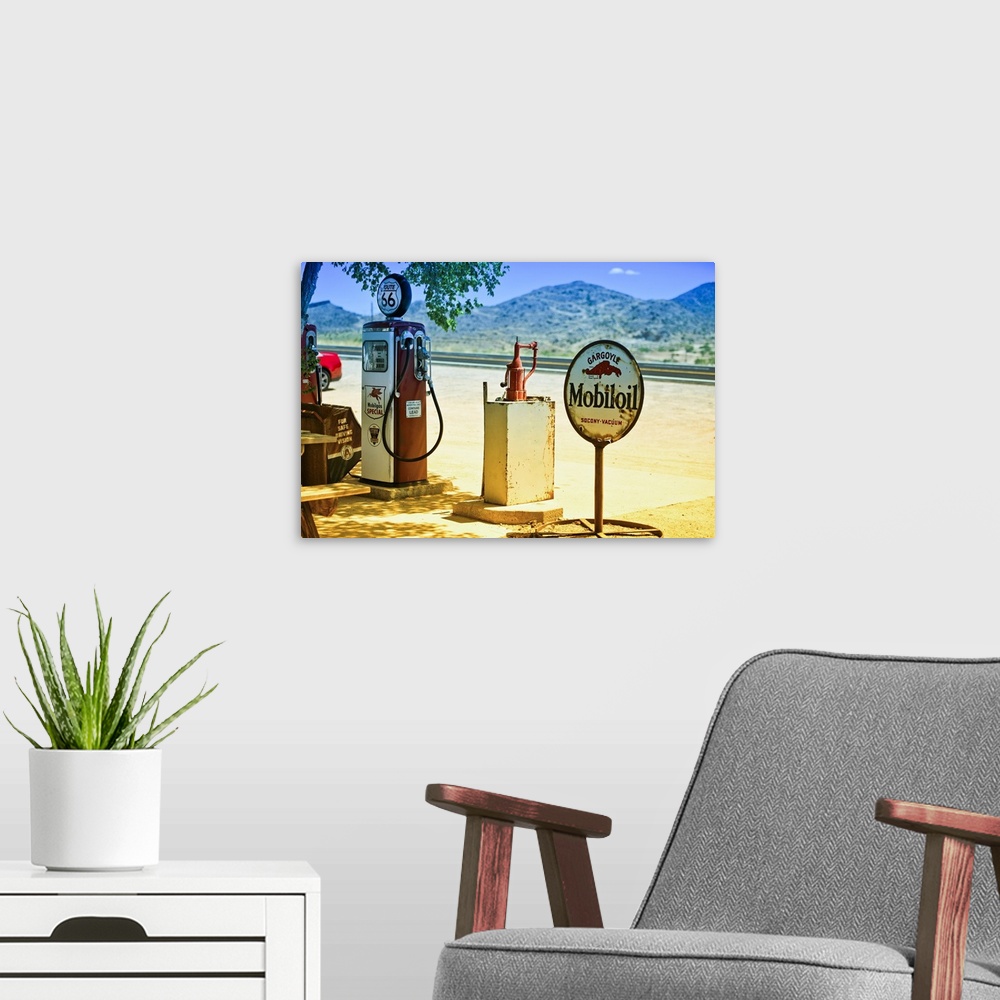 Gasoline Station, Route 66 Solid-Faced Canvas Print