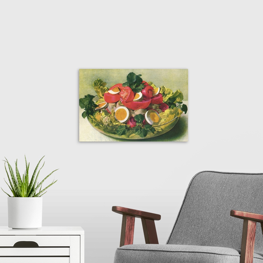 A modern room featuring Salade de Tomates a la Francaise