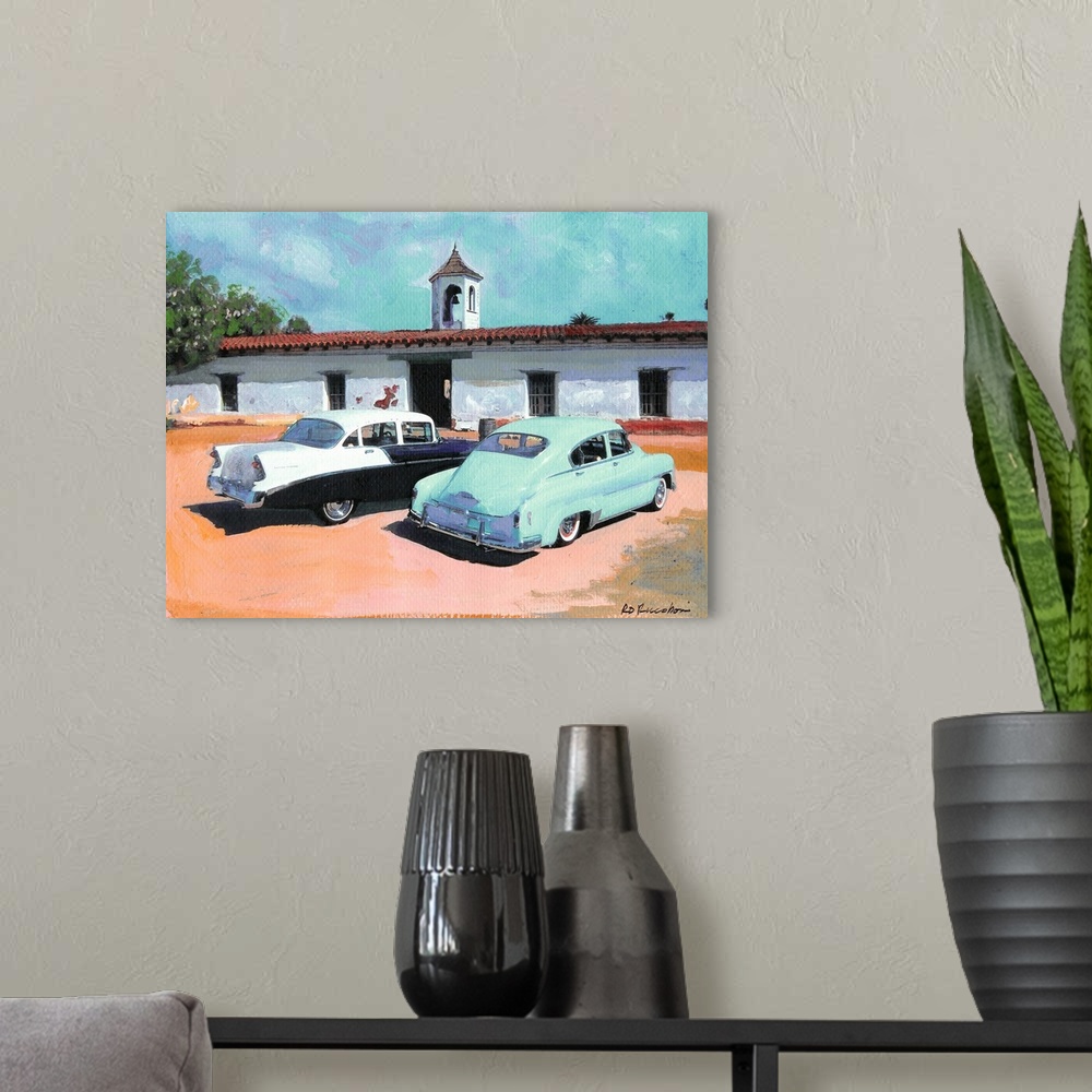 A modern room featuring Classic Automobiles in Old Town San Diego State Historic Park. The historic adobe hacienda La Cas...