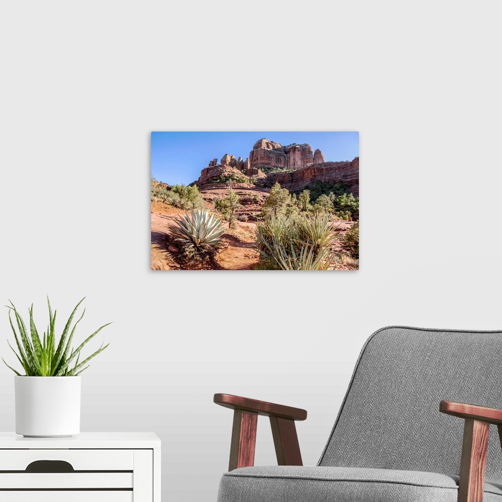 A modern room featuring View of Cathedral Rock from Templeton Trail in Sedona, Arizona.